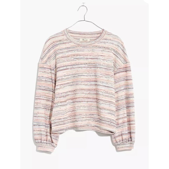 Madewell bubble-sleeve crop top women’s size S rainbow stripe - Picture 2 of 9